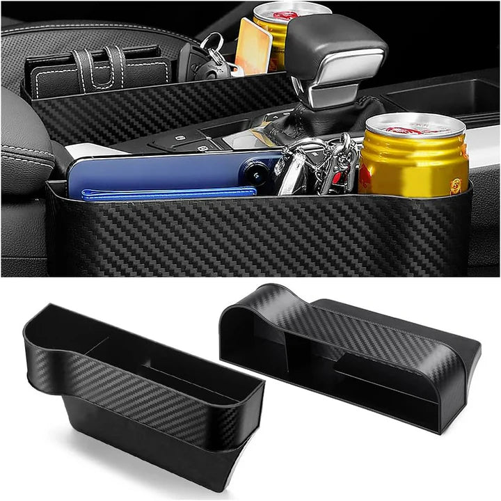 Carbon Fiber Car Seat Organizer with Cup Holder